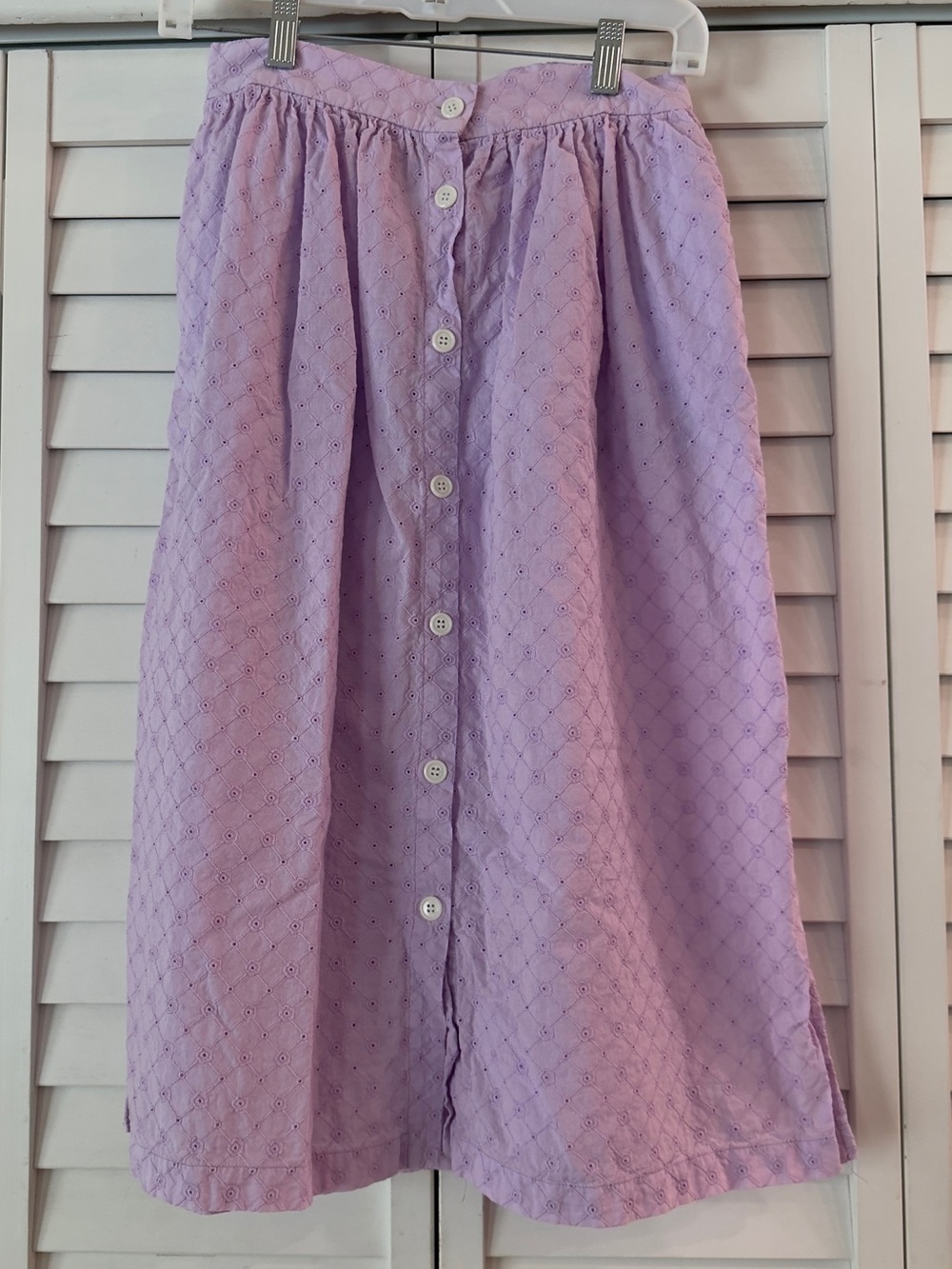M.D.S Stripes 100% Cotton Lavender Eyelet Button Front Skirt - Size 4